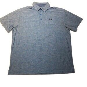 Under Armour Men’s Heat Gear Loose Fit Polyester Polo Shirt Blue/Gray Size XL